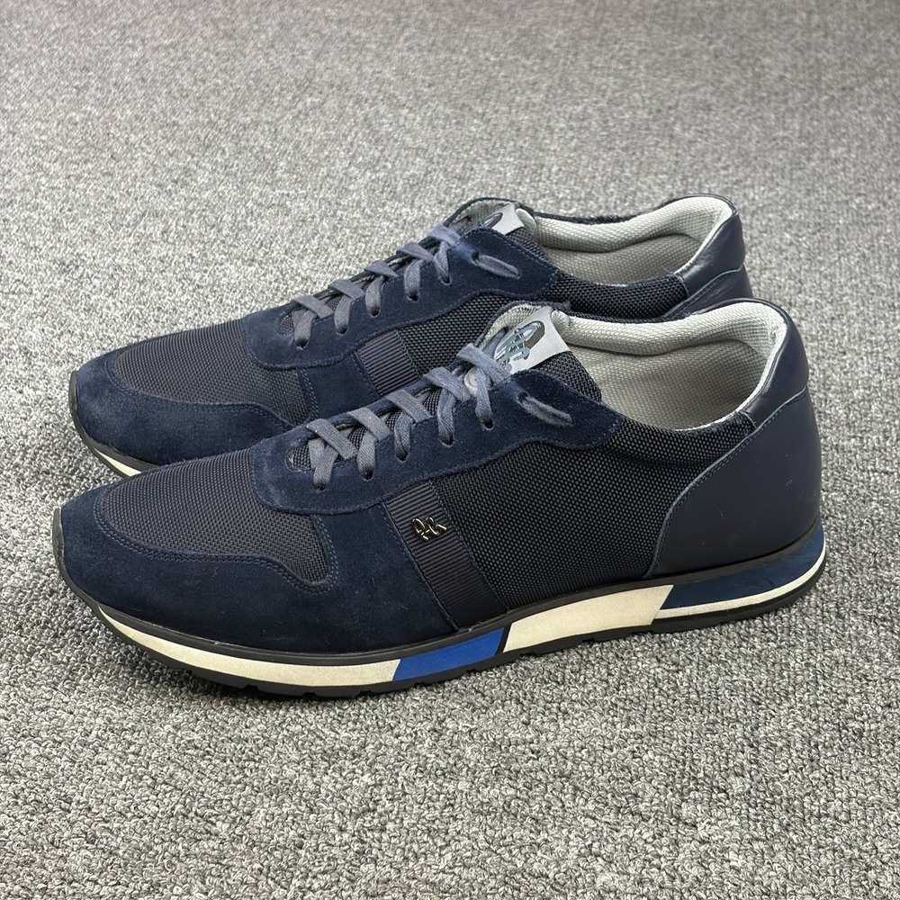 Robert Graham Tropix Navy Suede Mesh Runner Sneakers Mens Size 13 Designer Shoes